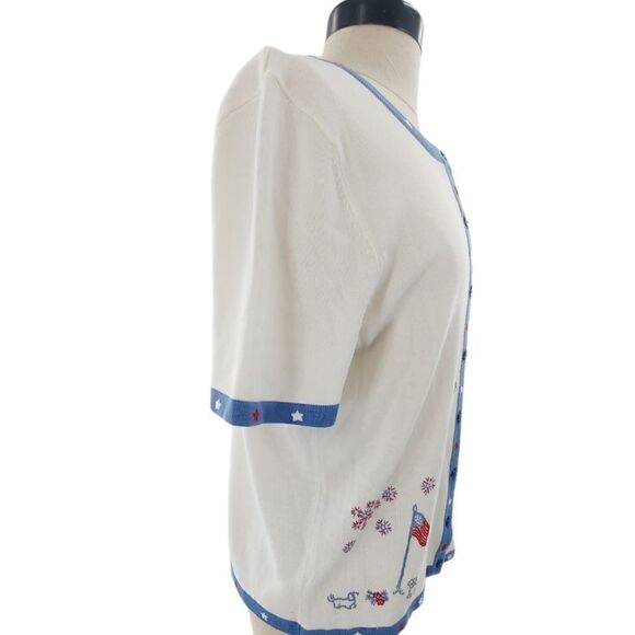 Embroidered red white & blue retro cardigan med - Picture 5 of 11